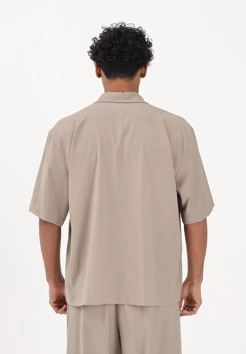 Camicia a manica corta beige da uomo miniatura 3