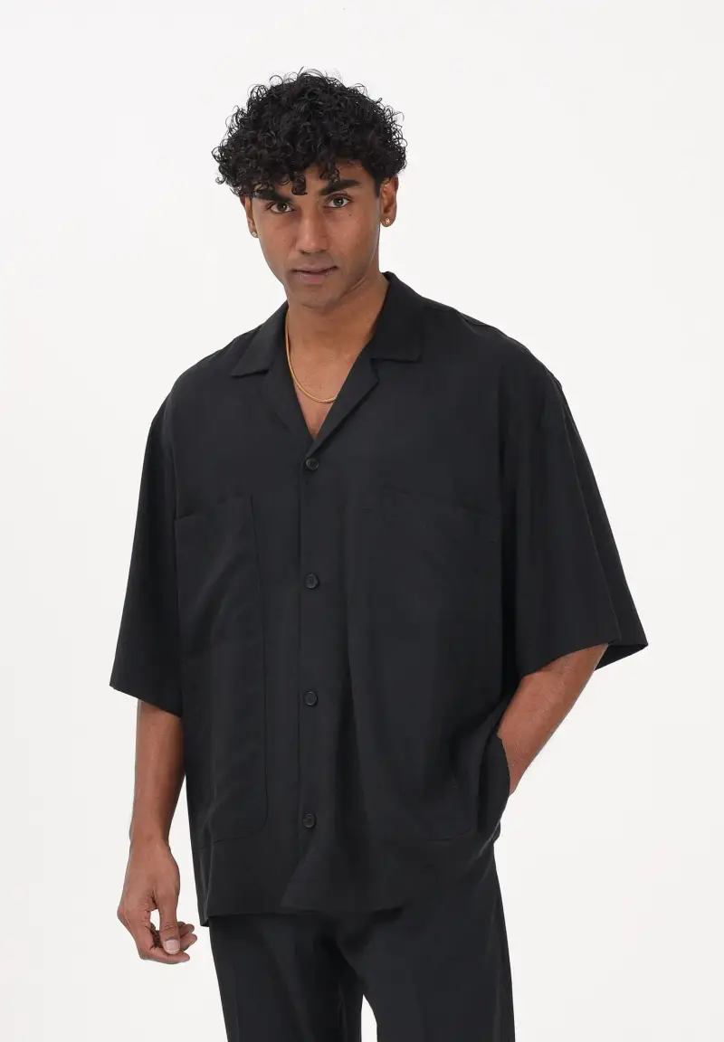 Camicia a manica corta nera da uomo miniatura 2