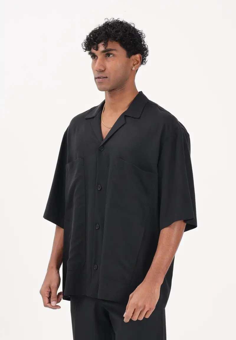 Camicia a manica corta nera da uomo