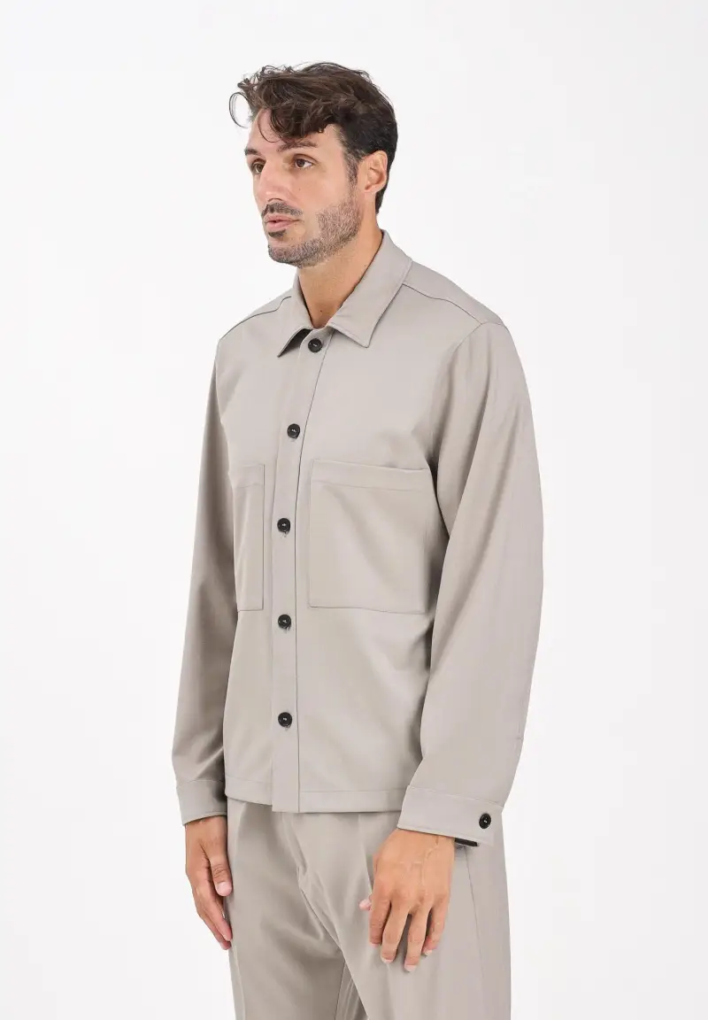 Camicia a manica lunga beige da uomo
