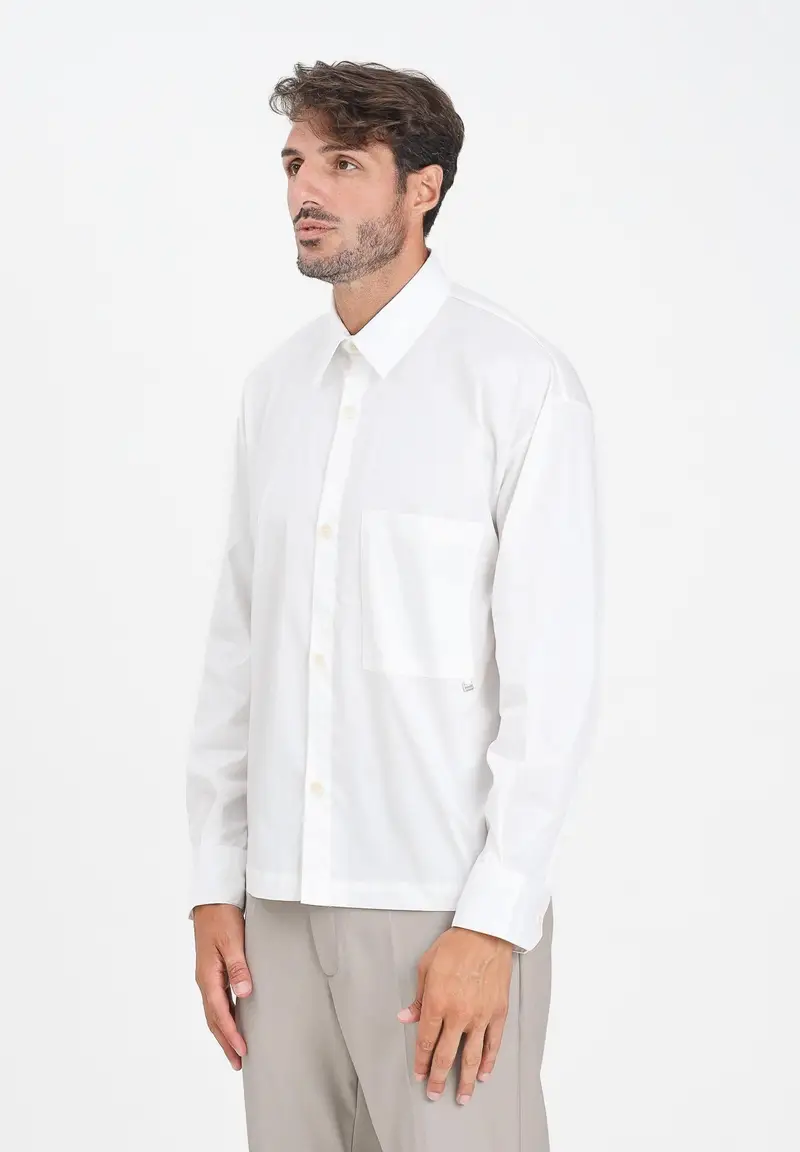 I'M BRIAN Camicia a manica lunga bianca da uomo con tasca