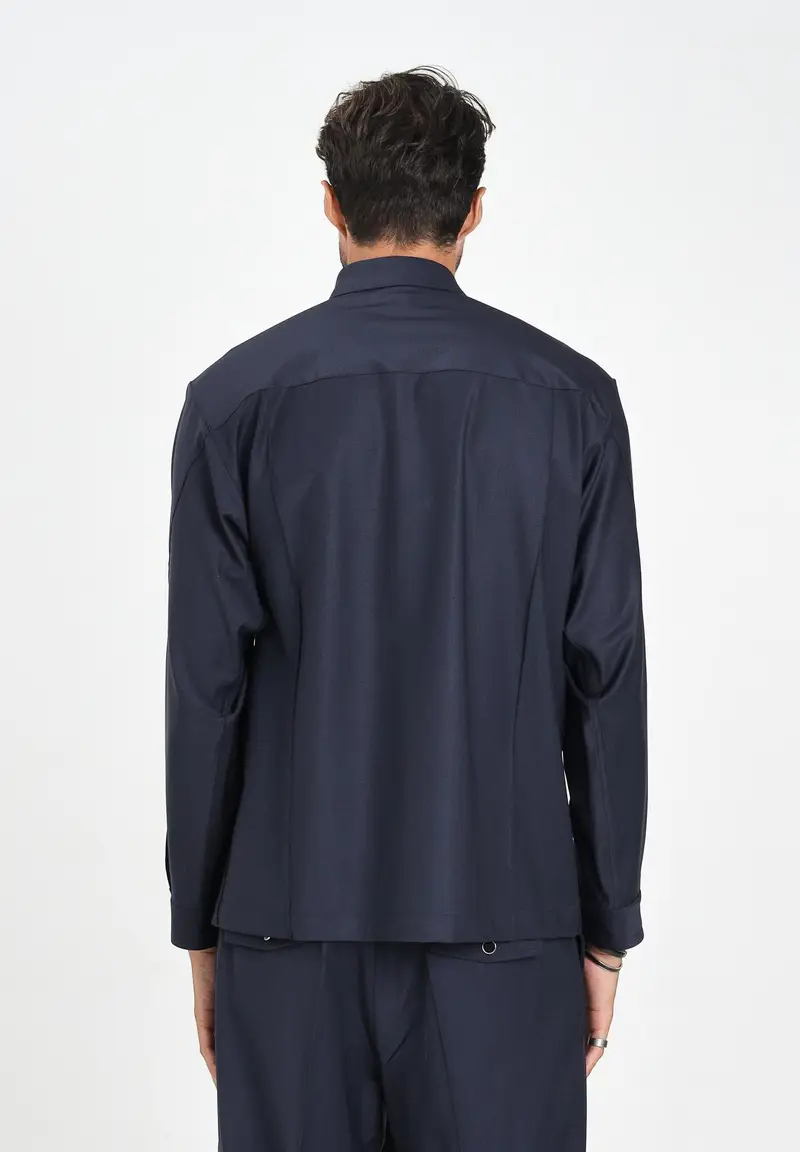 I'M BRIAN Camicia a manica lunga blu da uomo miniatura 2