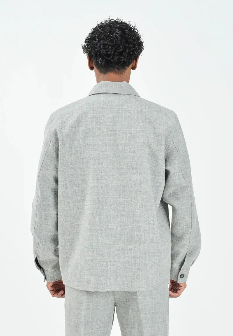 Camicia a manica lunga grigia da uomo miniatura 3