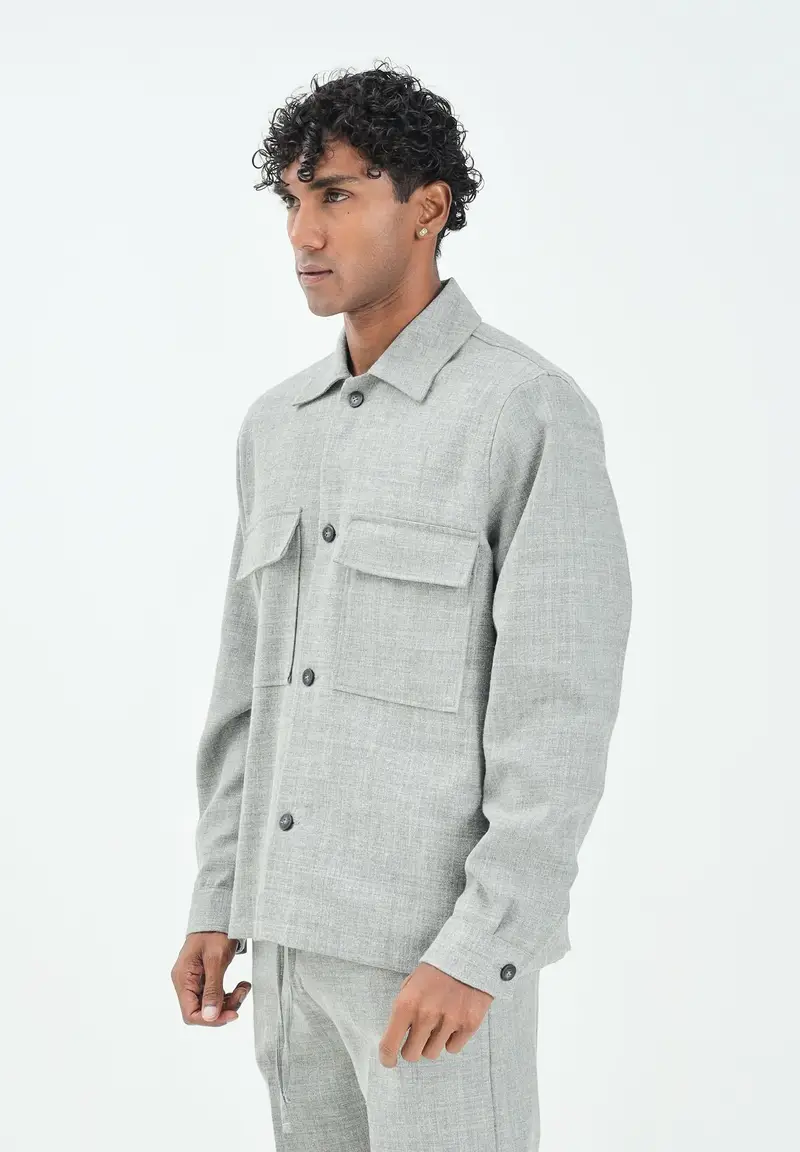 Camicia a manica lunga grigia da uomo