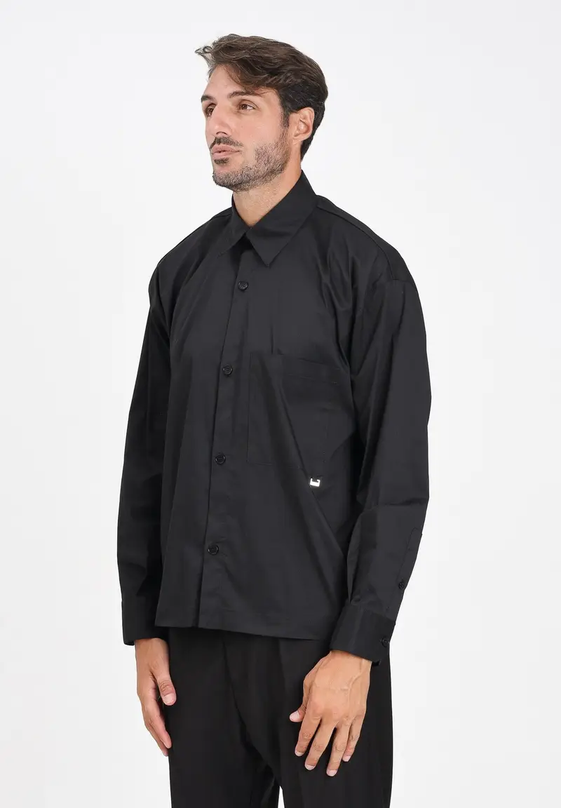 I'M BRIAN Camicia a manica lunga nera da uomo con tasca