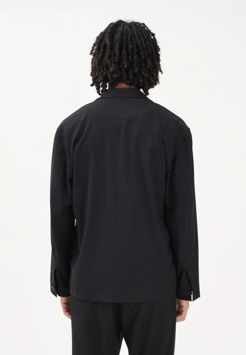 Camicia a manica lunga nera da uomo con tasche cargo miniatura 3