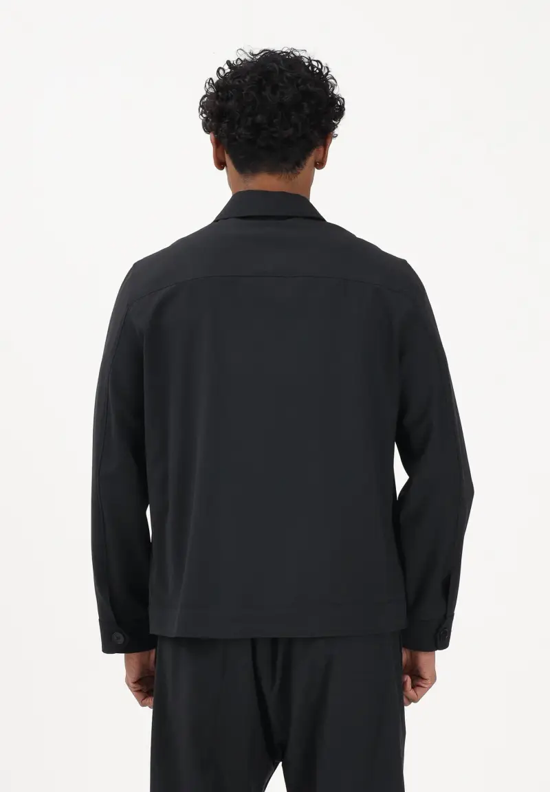 Camicia a manica lunga nero da uomo con tasche miniatura 3