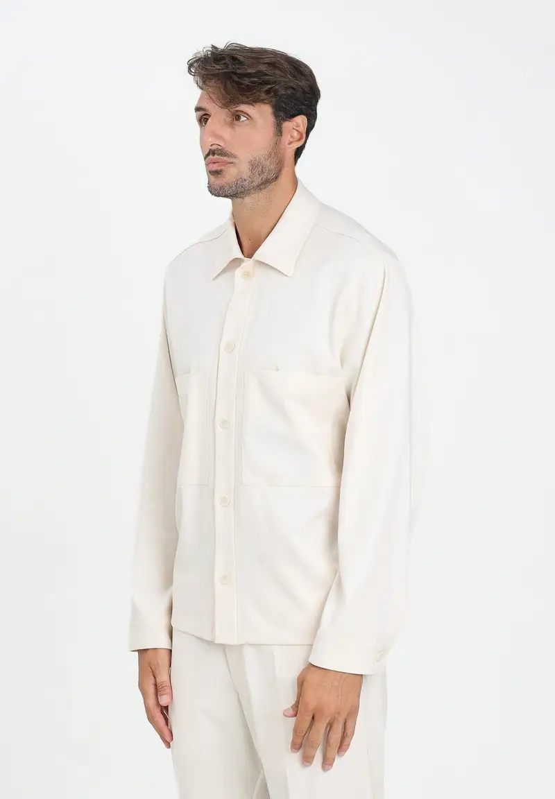 I'M BRIAN Camicia a manica lunga panna da uomo