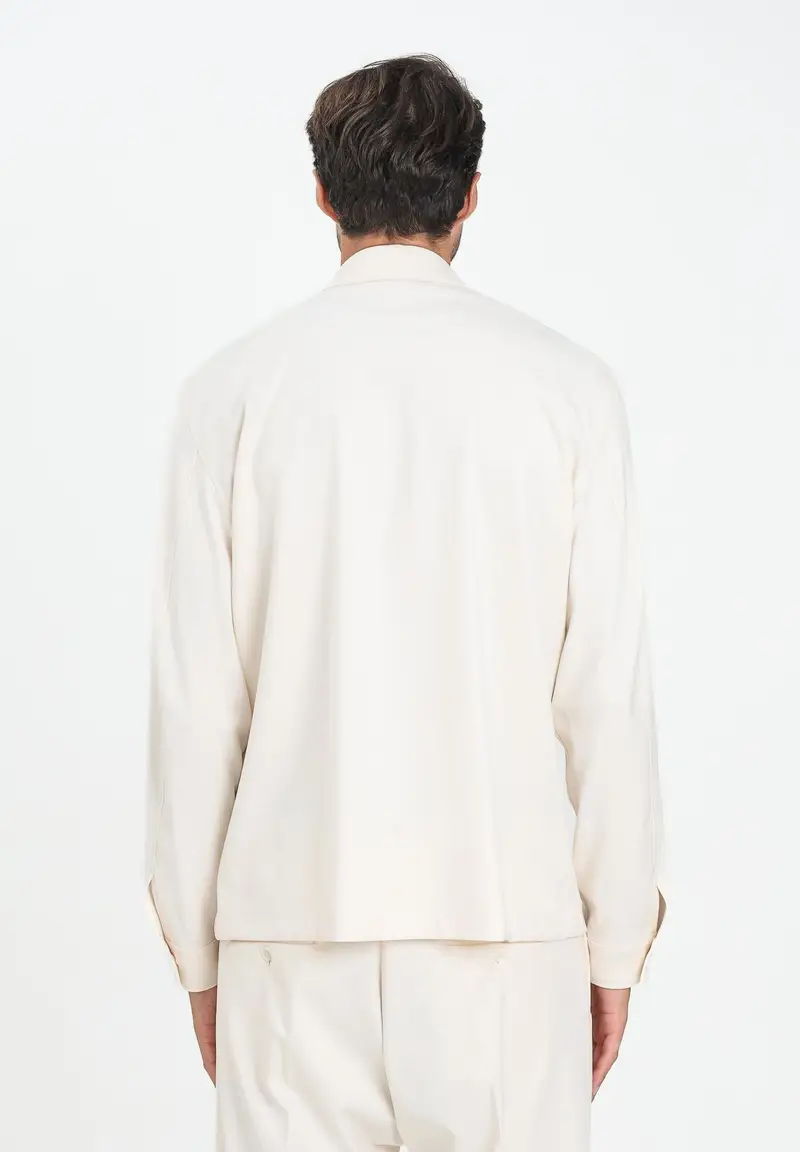 I'M BRIAN Camicia a manica lunga panna da uomo miniatura 2