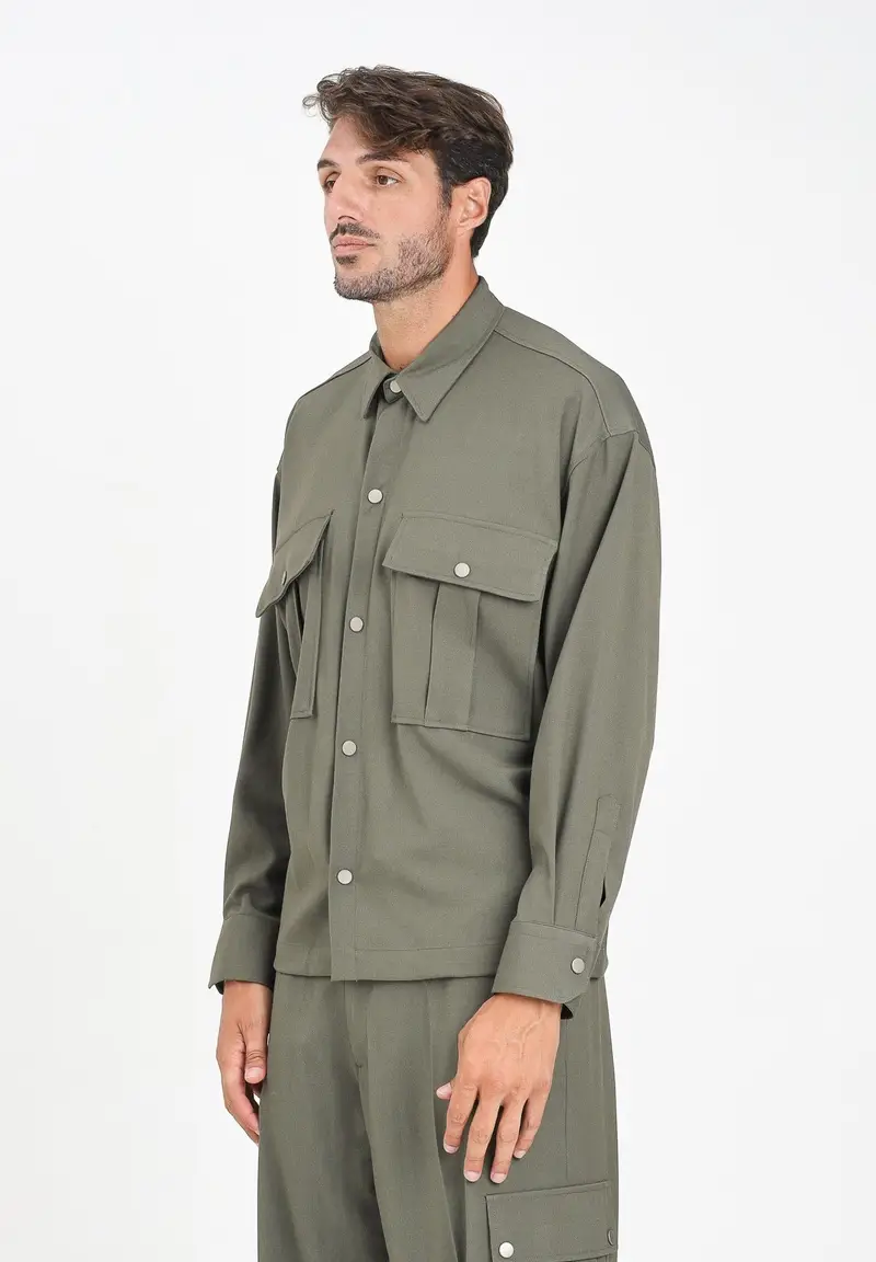 I'M BRIAN Camicia a manica lunga verde militare da uomo