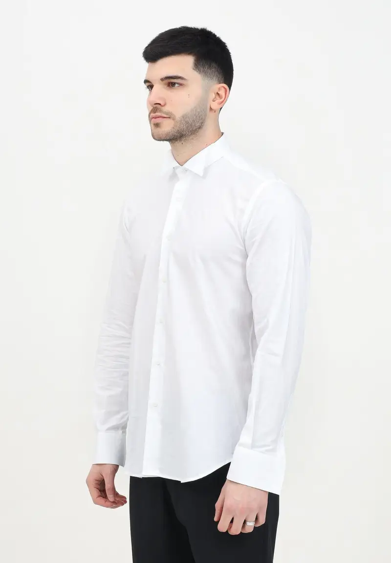 I'M BRIAN Camicia manica lunga bianca da uomo adatta per gemelli