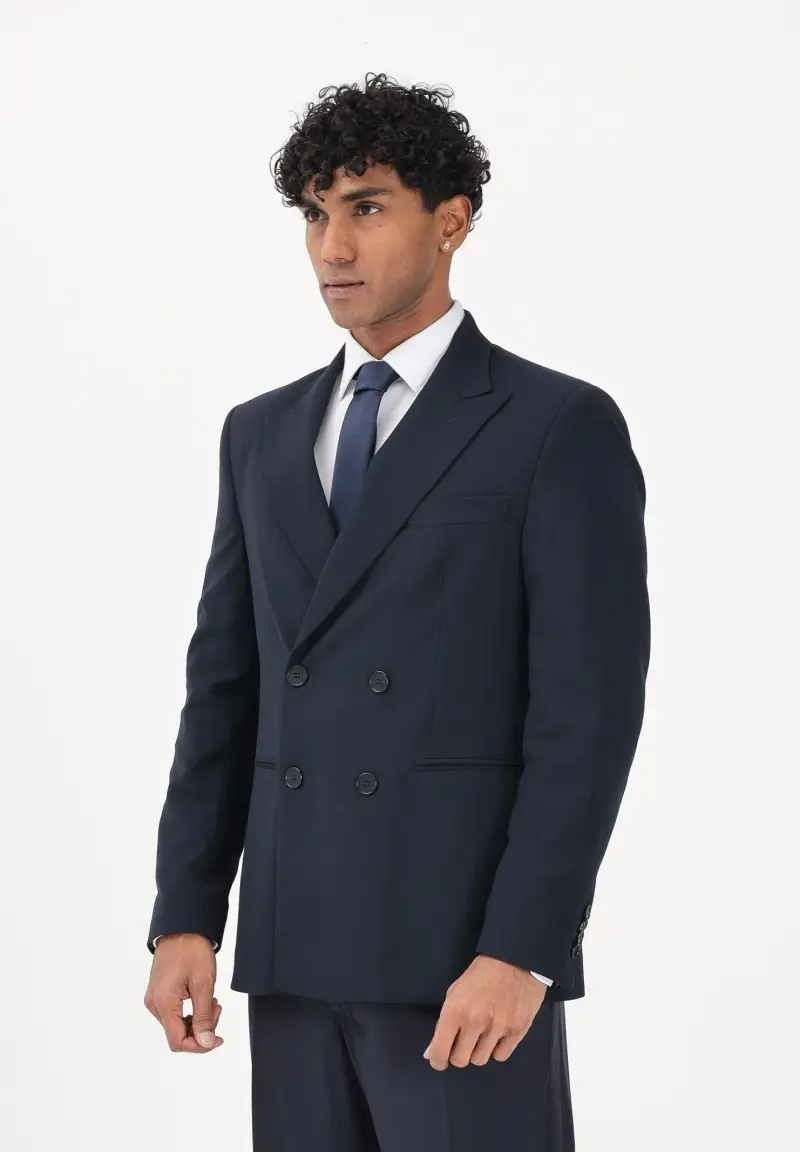 Giacca doppiopetto blu da uomo