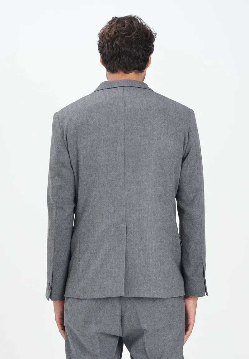 Giacca doppiopetto grigia da uomo miniatura 3