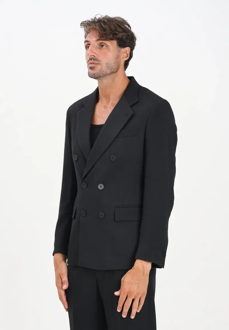 Giacca doppiopetto nera da uomo