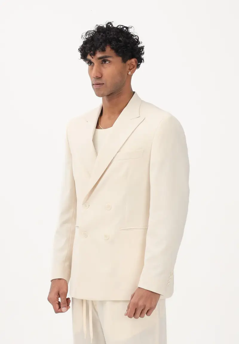 Giacca doppiopetto panna da uomo