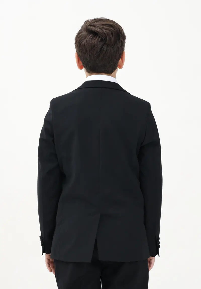 I'M BRIAN Giacca monopetto nera da bambino con rever a lancia rivestito da paillettes miniatura 2