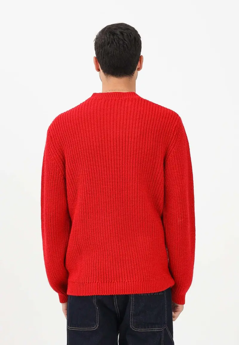Maglione girocollo rosso da uomo miniatura 3