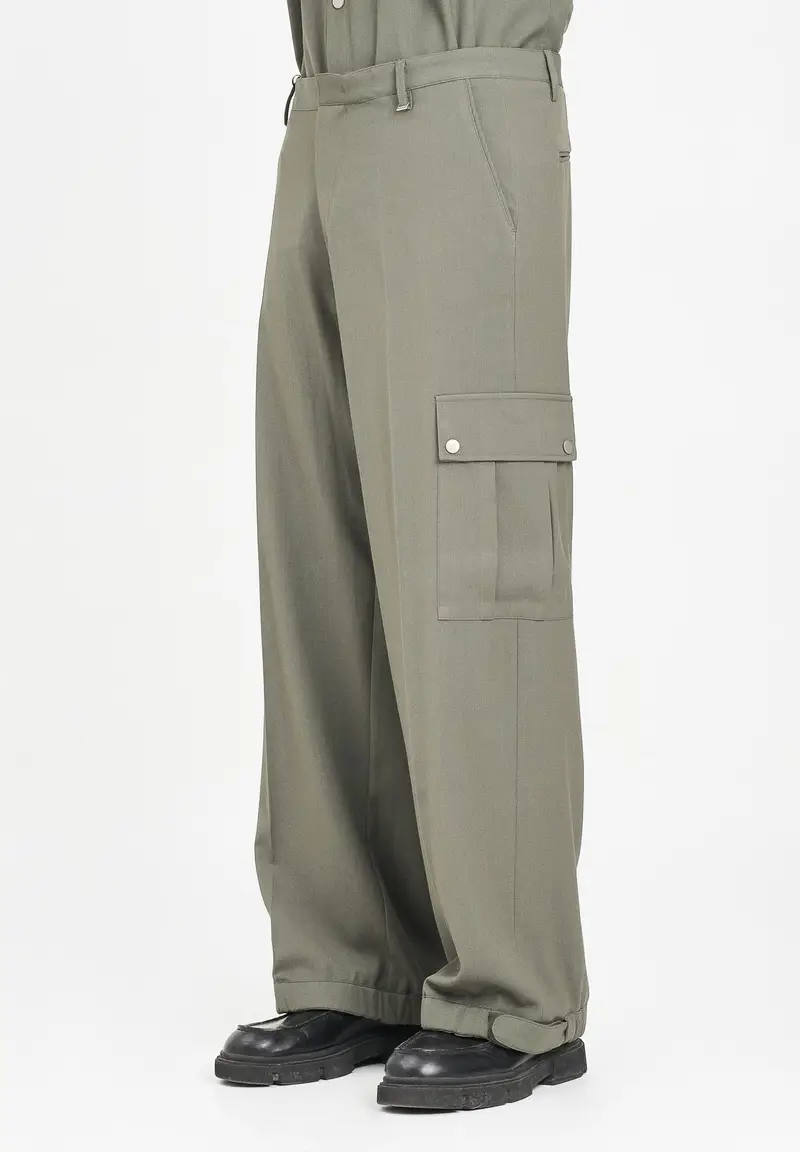 I'M BRIAN Pantalone cargo verde militare da uomo
