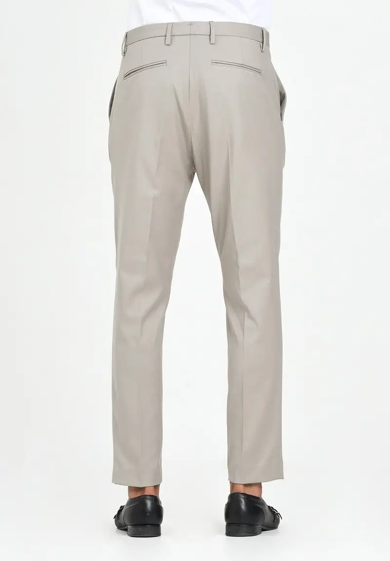I'M BRIAN Pantalone elegante beige da uomo miniatura 2