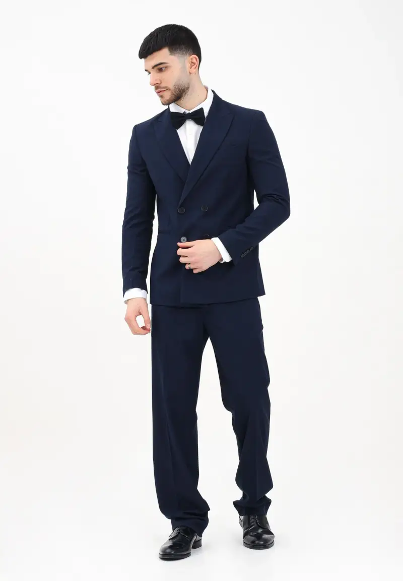 Pantalone elegante blu da uomo con vestibilità ampia miniatura 2