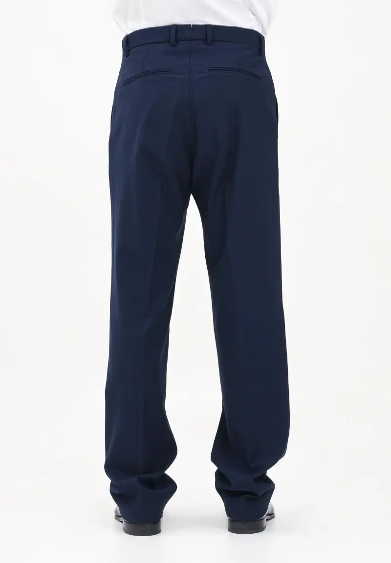 Pantalone elegante blu da uomo con vestibilità ampia miniatura 3