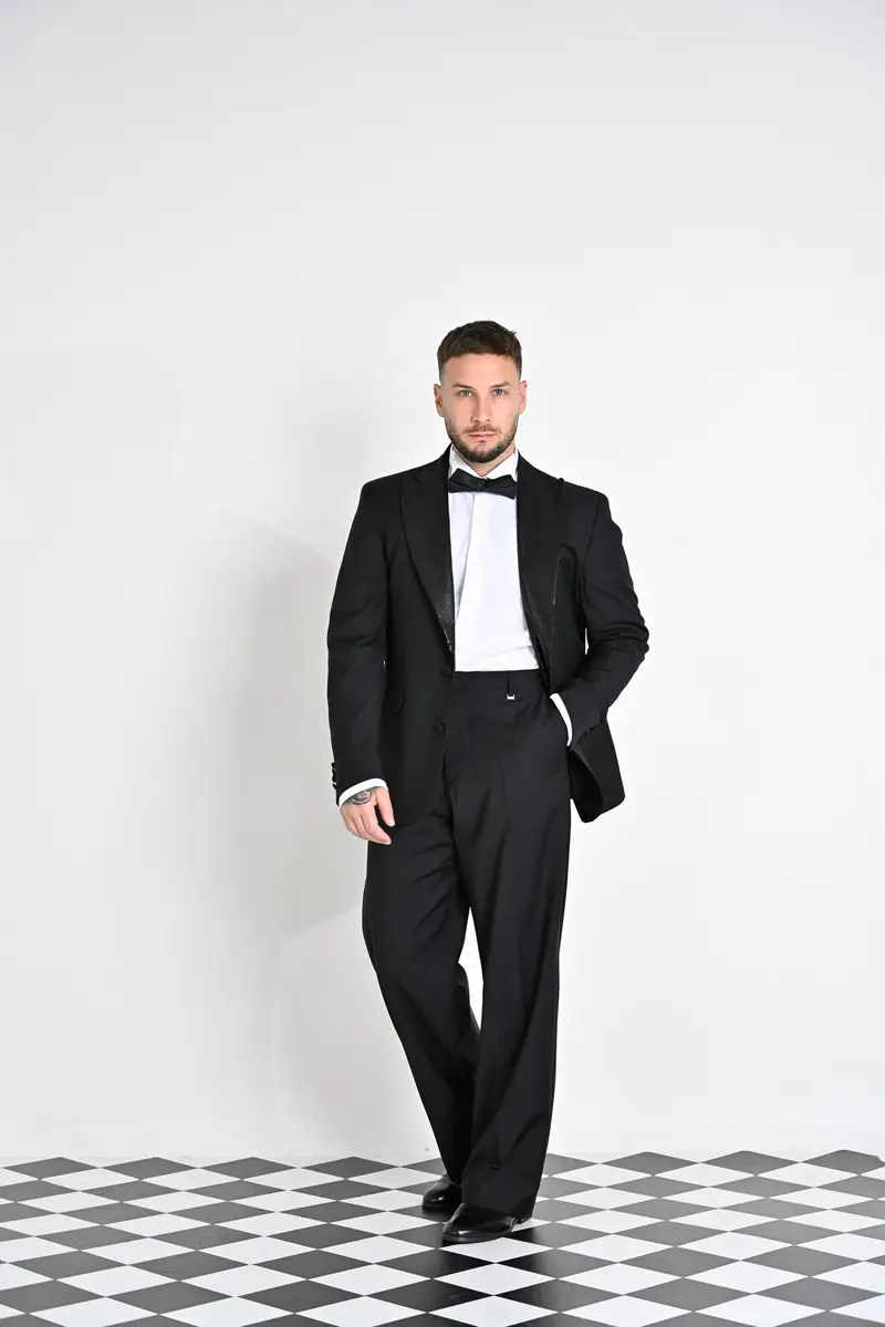 I'M BRIAN Pantalone elegante nero da uomo con vestibilità ampia miniatura 3