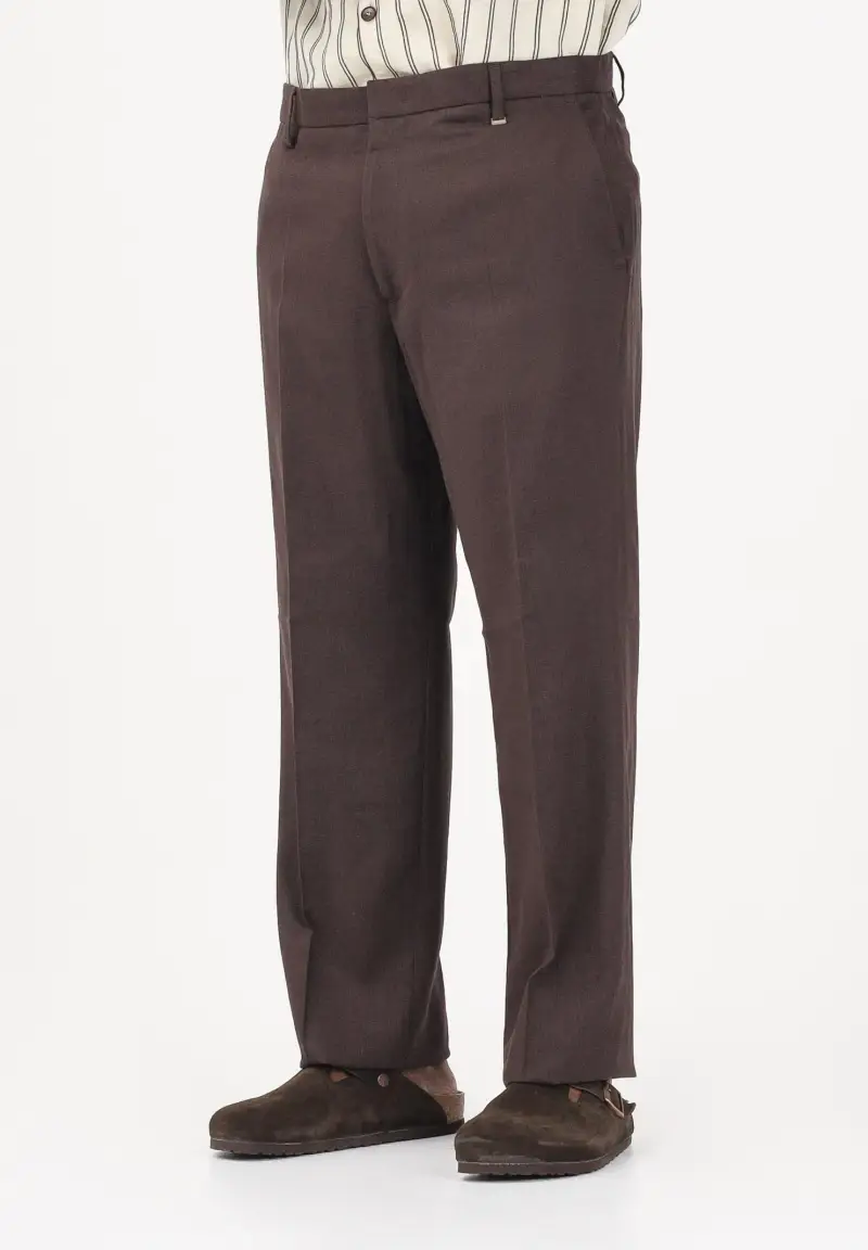 Pantalone in lino marrone da uomo