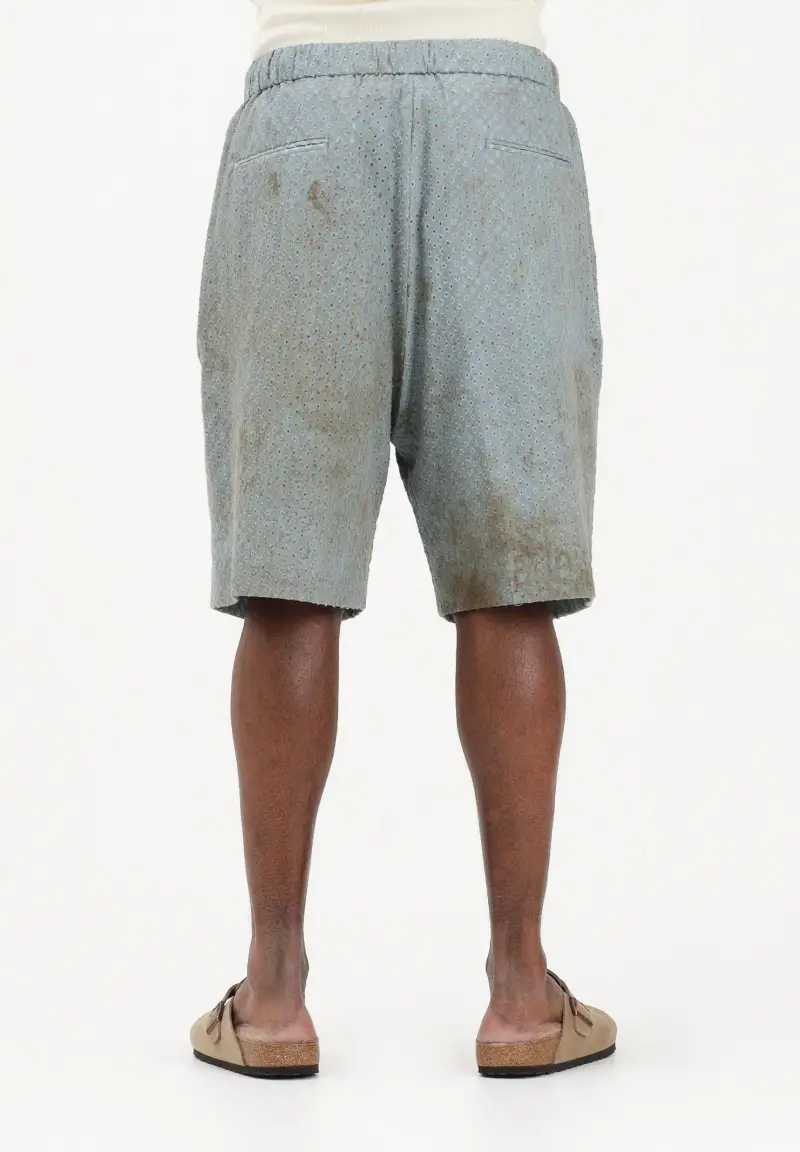 Shorts celeste da uomo con micro-lavorazione traforata miniatura 3