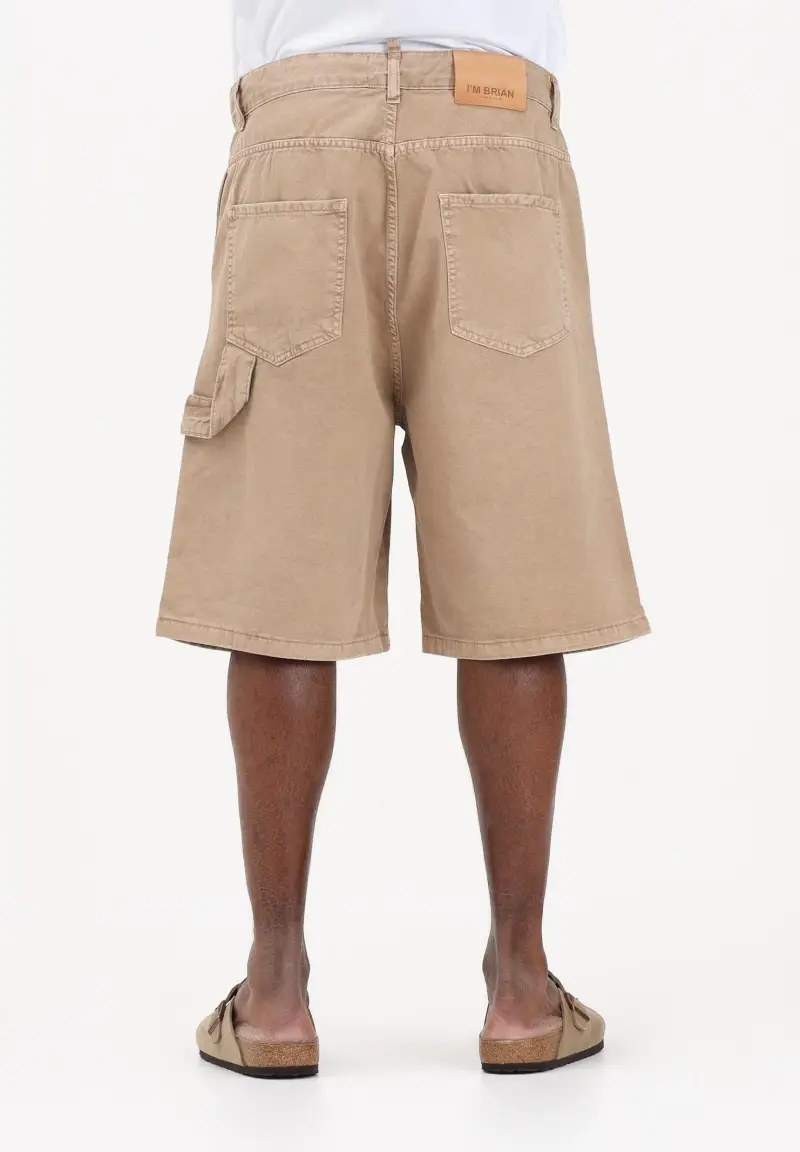 Shorts in denim beige da uomo miniatura 3