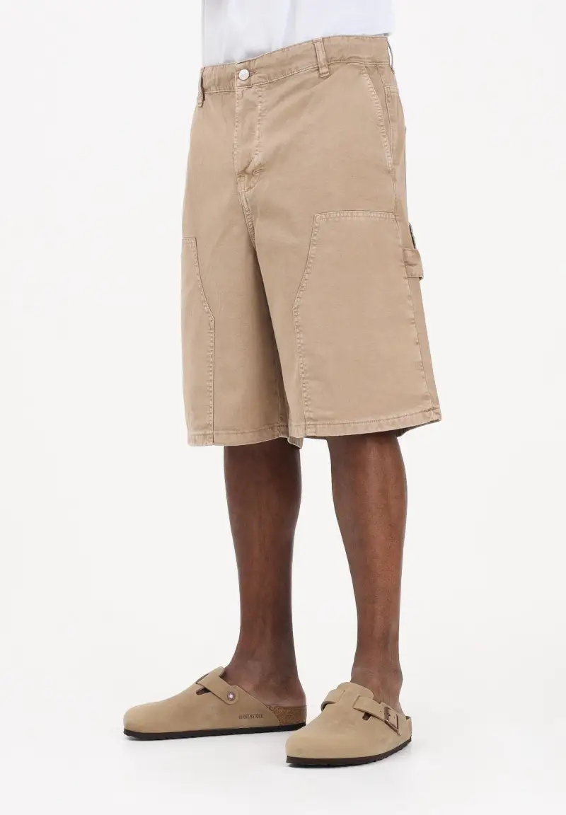 Shorts in denim beige da uomo