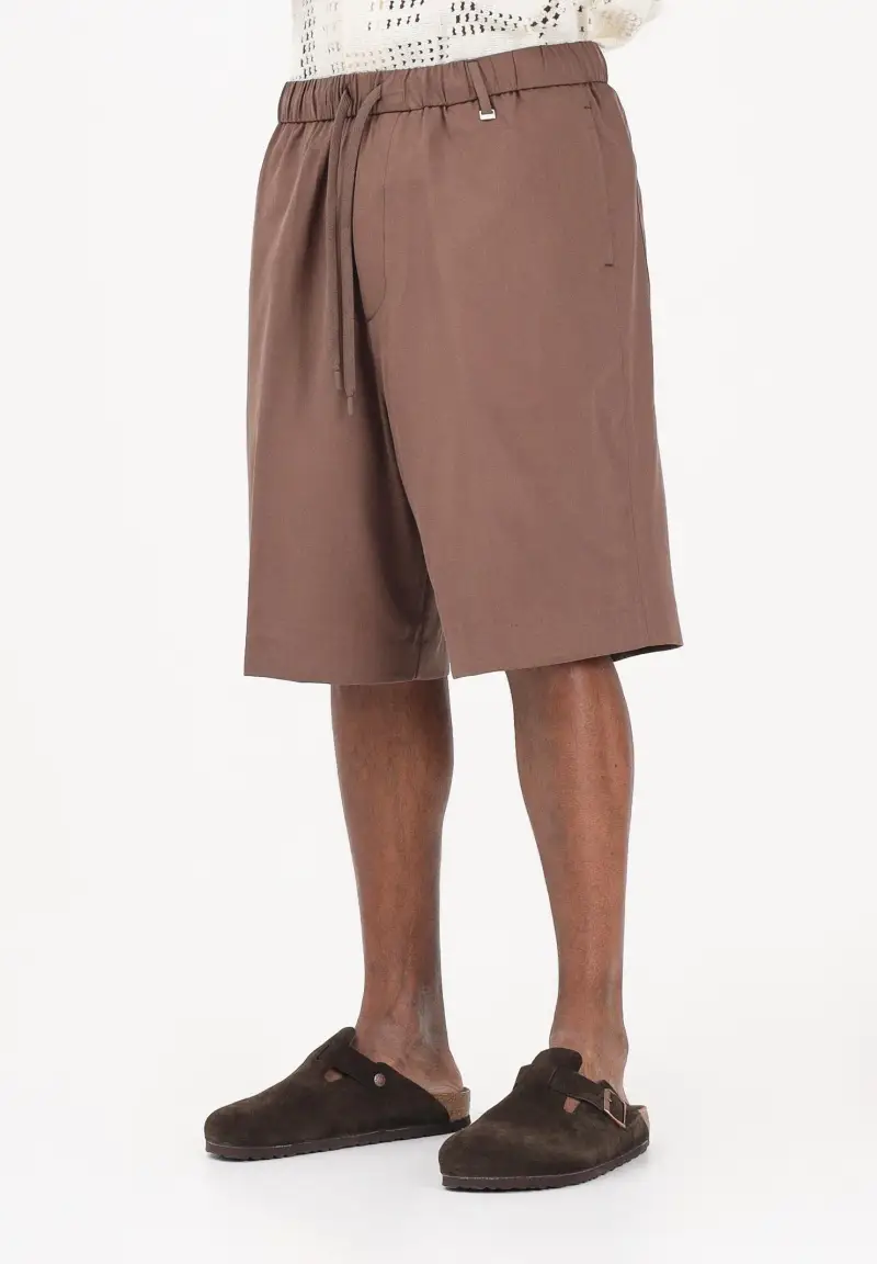 Shorts in lino marrone da uomo