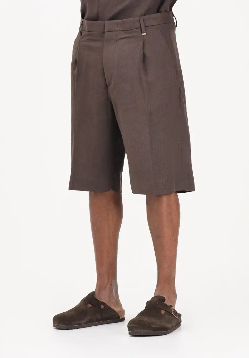 Shorts in lino marrone da uomo