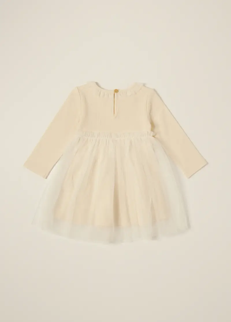 Abito Beige Pe Bambina In Cotone Elasticizzato, Neonata, Multicolor miniatura 2