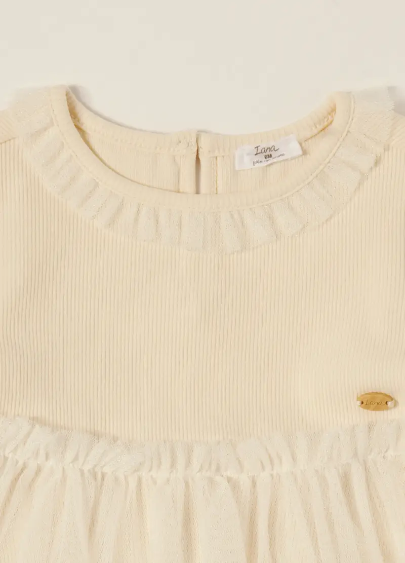 , Abito Beige Pe Bambina In Cotone Elasticizzato, Neonata, Multicolor miniatura 3