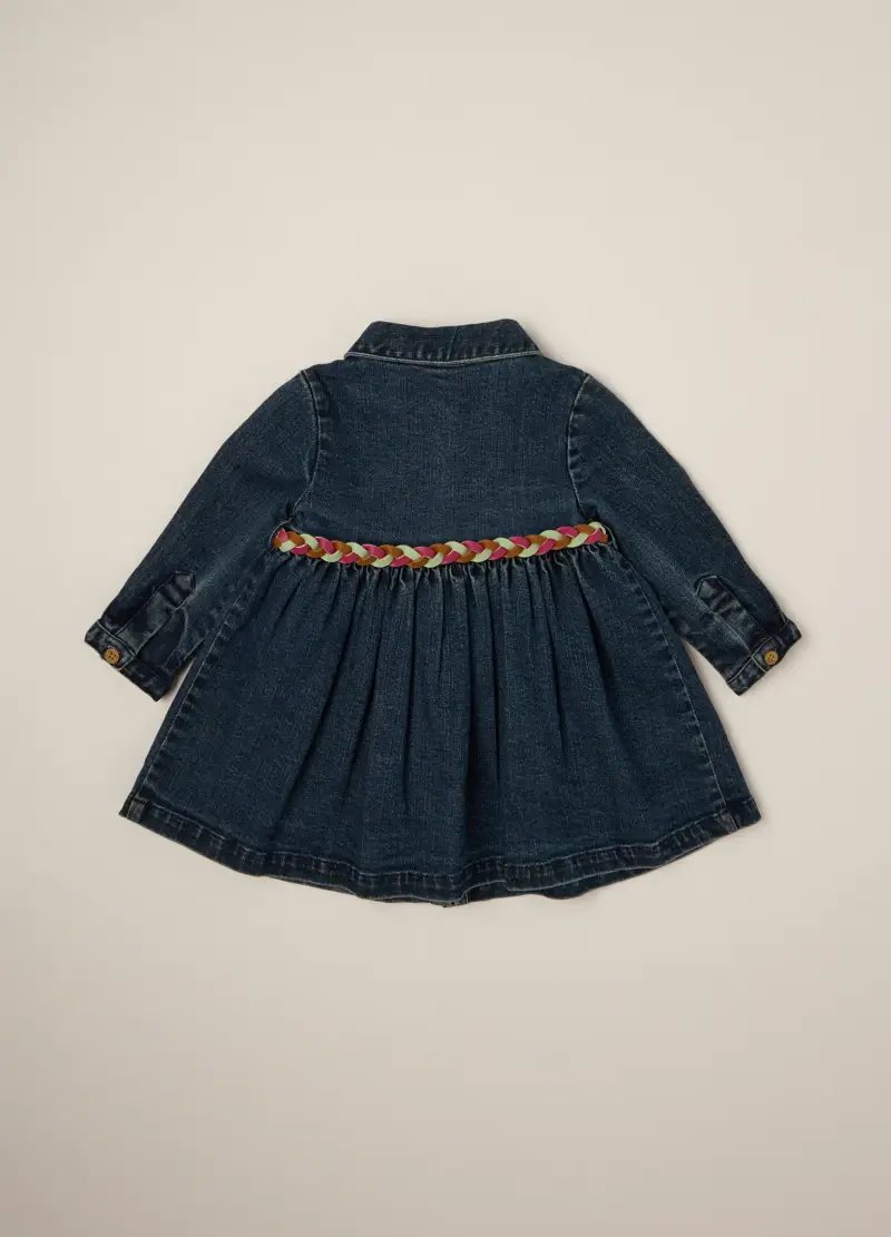 Abito Denim Elasticizzato Per Bambina, Neonata, Nero miniatura 2