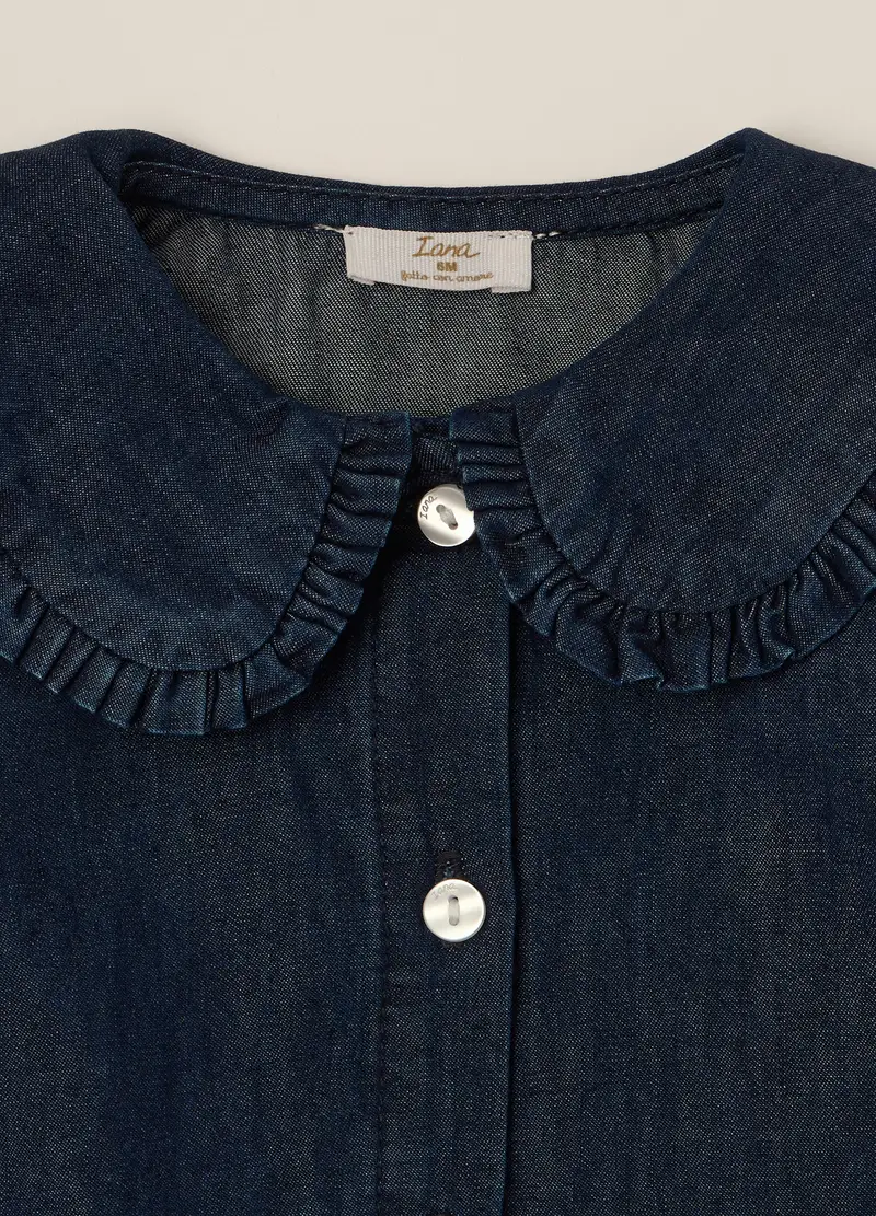 Camicia Blu A Maniche Lunghe In Cotone, Neonata, Blu miniatura 3