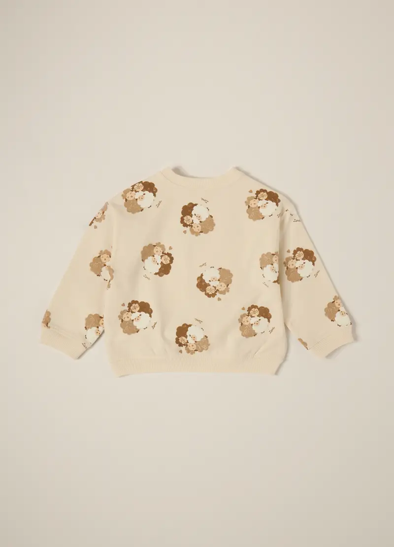 Felpa Beige A Girocollo Per Neonato, Beige miniatura 2