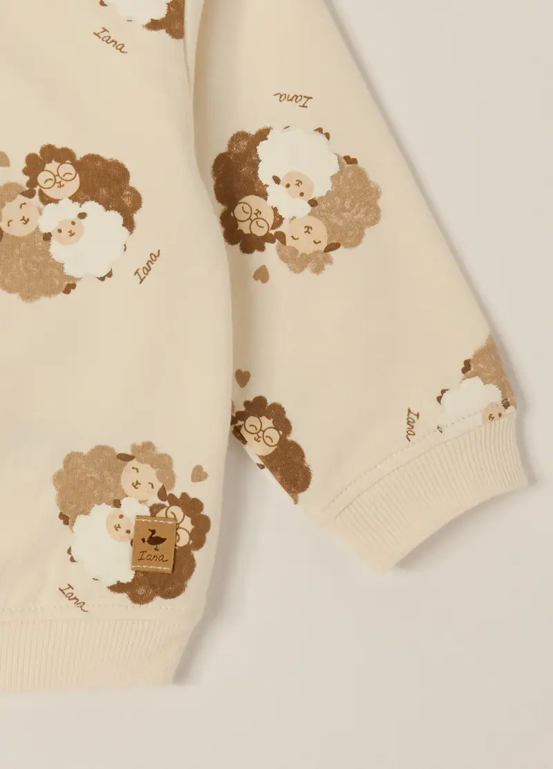 Felpa Beige A Girocollo Per Neonato, Beige miniatura 3