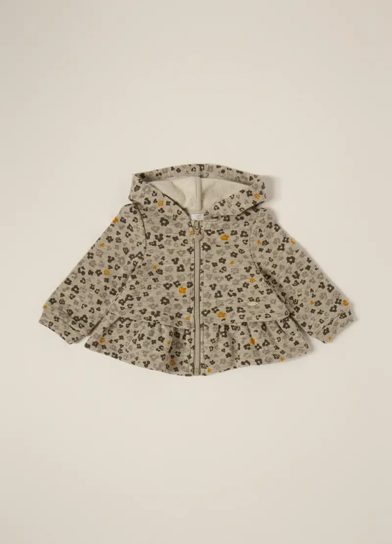Felpa Grigia Con Full Zip Per Neonata, Multicolor