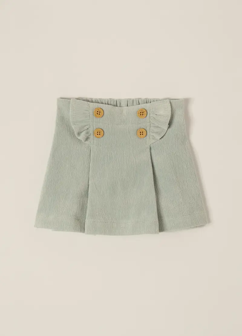 Gonna Azzurra Elasticizzata In Velluto A Coste, Neonata, Verde