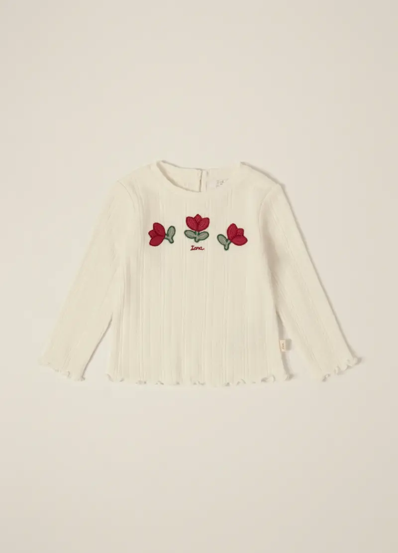 Maglia Bianca A Maniche Lunghe Per Neonata, Bianco