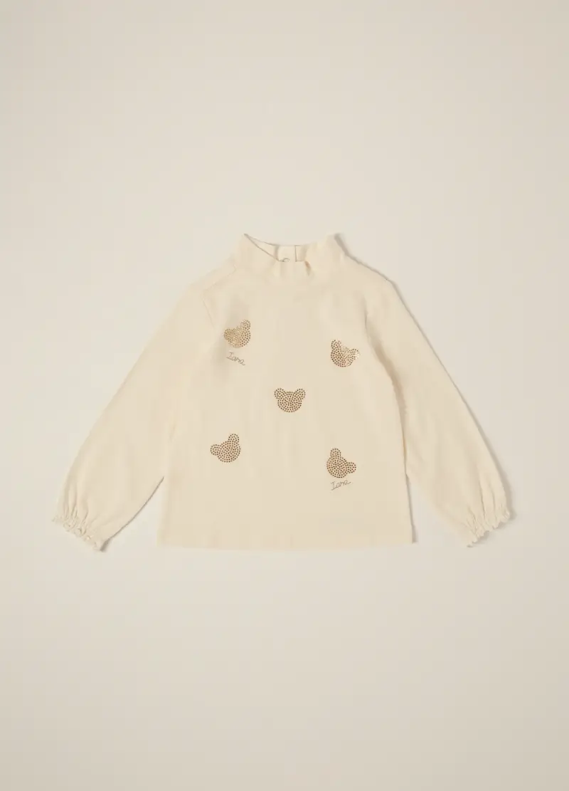 Maglia Bianca Elasticizzata A Maniche Lunghe, Neonata, Bianco