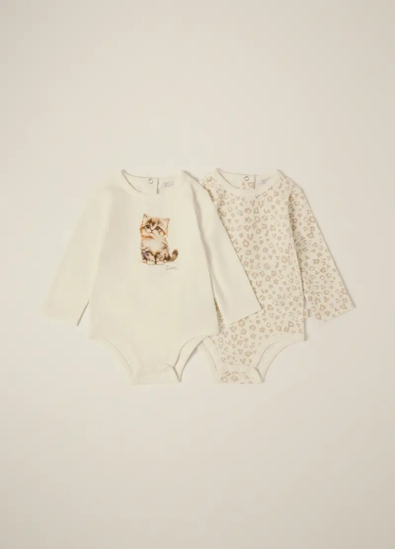 Pack 2 Body In Interlock Di Puro Cotone Iana Neonata, Bianco