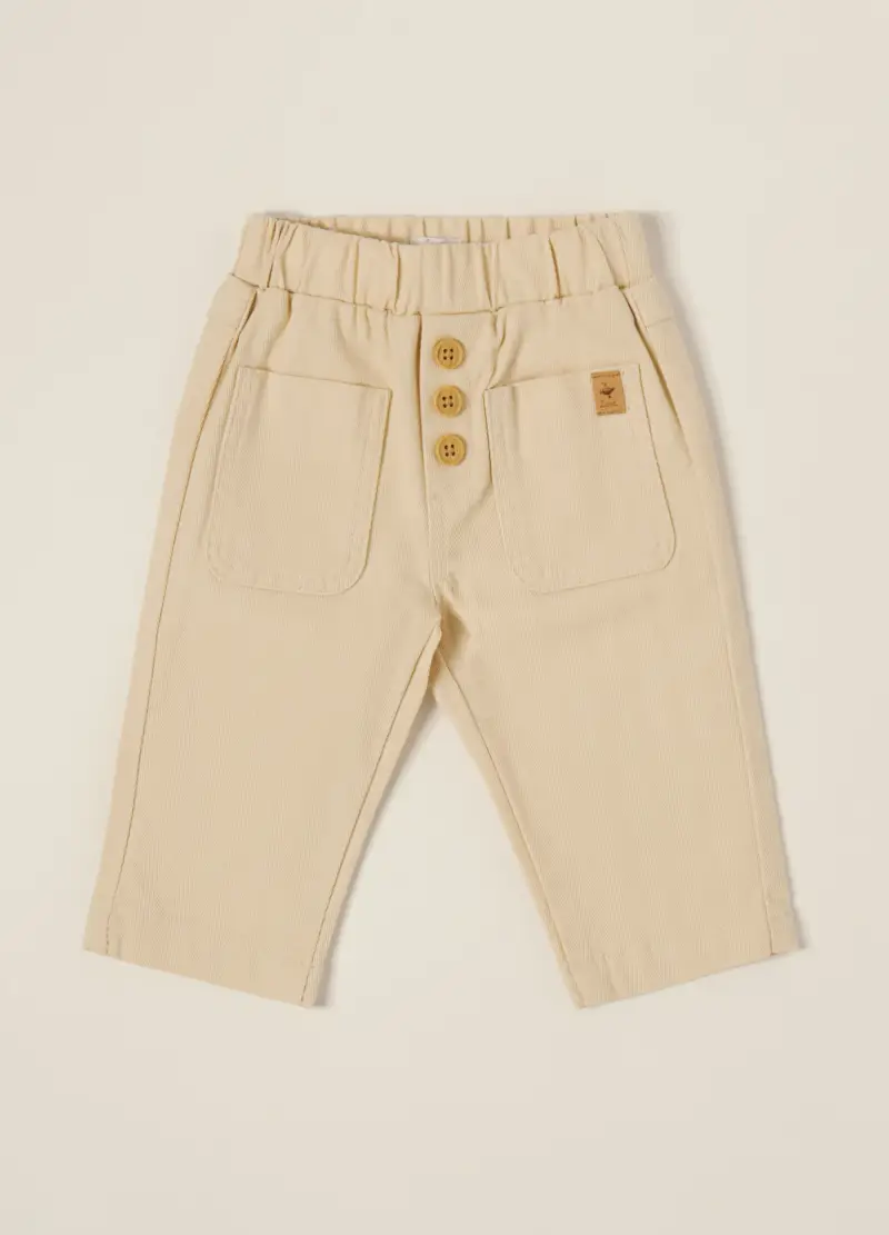 Pantaloni Beige Elasticizzati Per Neonato, Beige