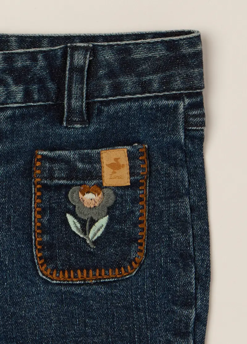 Pantaloni Denim Elasticizzati A Zampa, Neonata, Nero miniatura 3