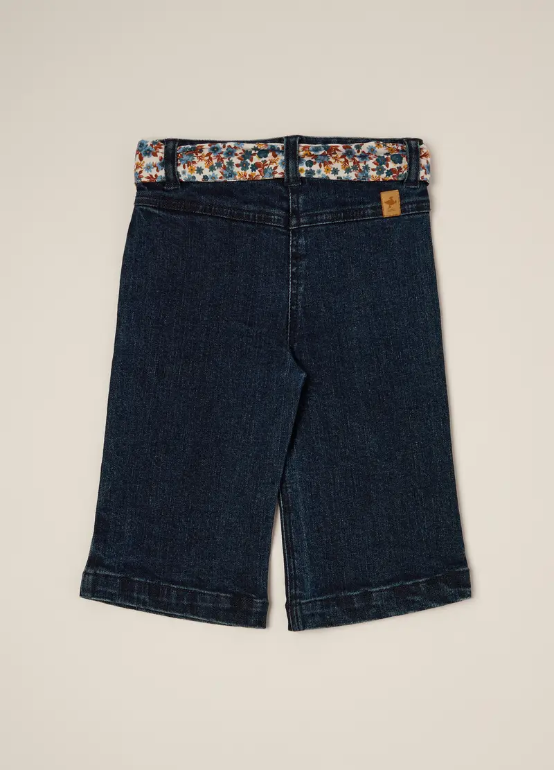 Pantaloni Denim Elasticizzati Con Dettagli Floreali Per Bambina, Neonata, Nero miniatura 2