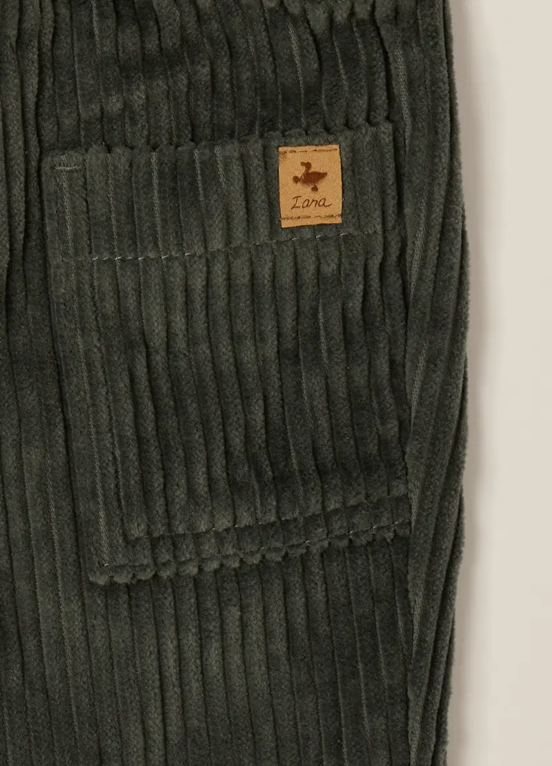 Pantaloni In Velluto A Coste Neonato, Verde miniatura 3