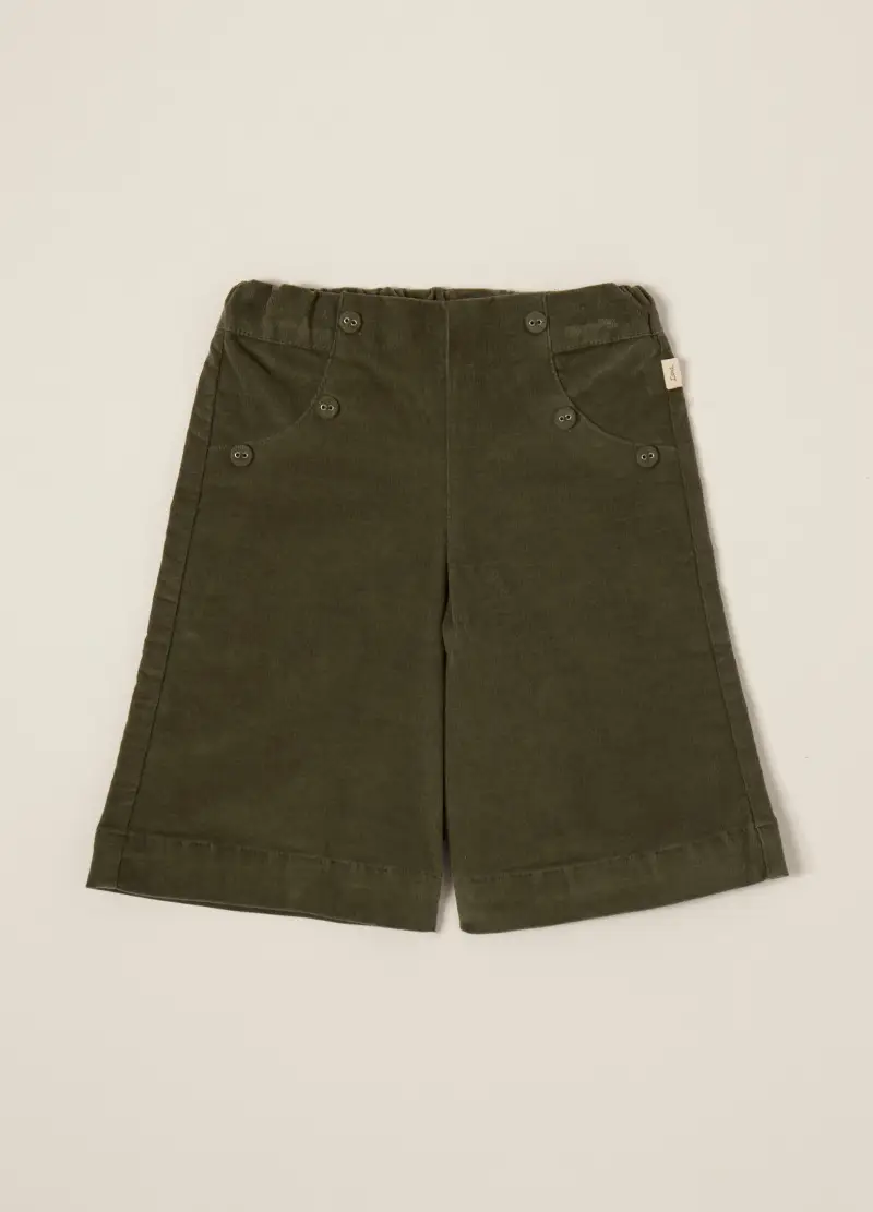 Pantaloni In Velluto A Coste Wide Leg Iana Neonata, Verde