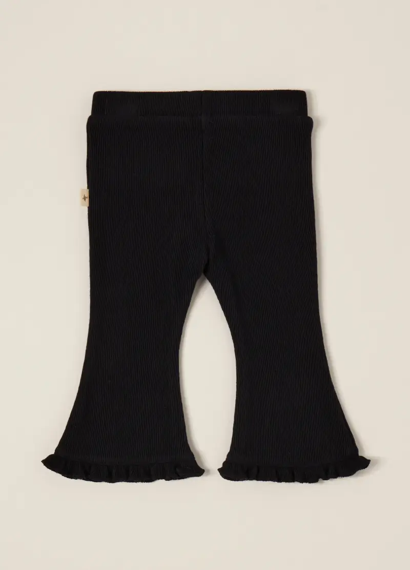 Pantaloni Neri Elasticizzati Per Neonata, Nero miniatura 2