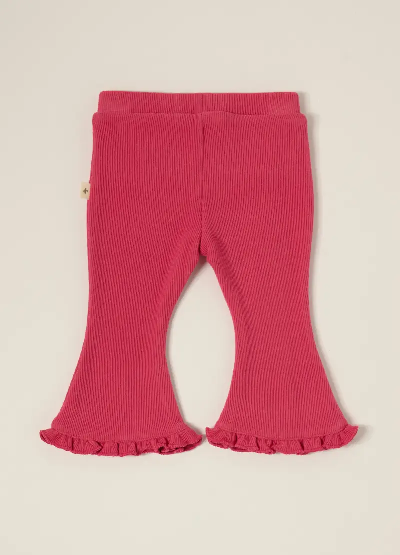 Pantaloni Rosa Elasticizzati Con Volant, Neonata, Rosa